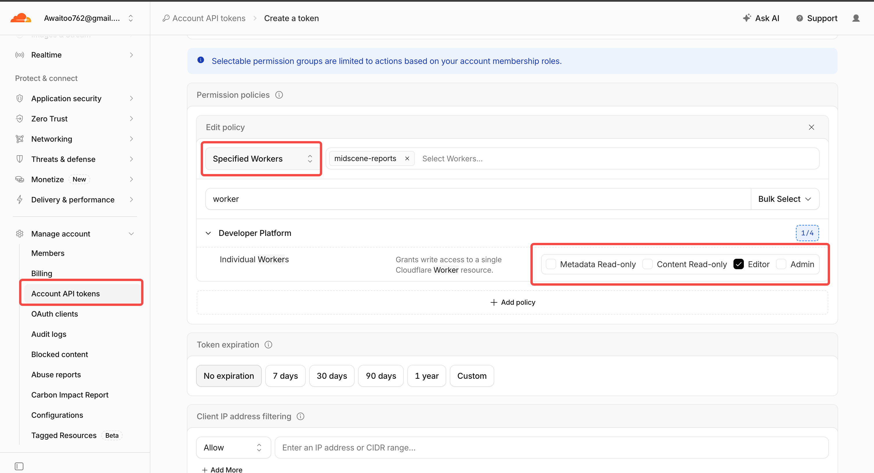 Editor permissions for a specific Worker
