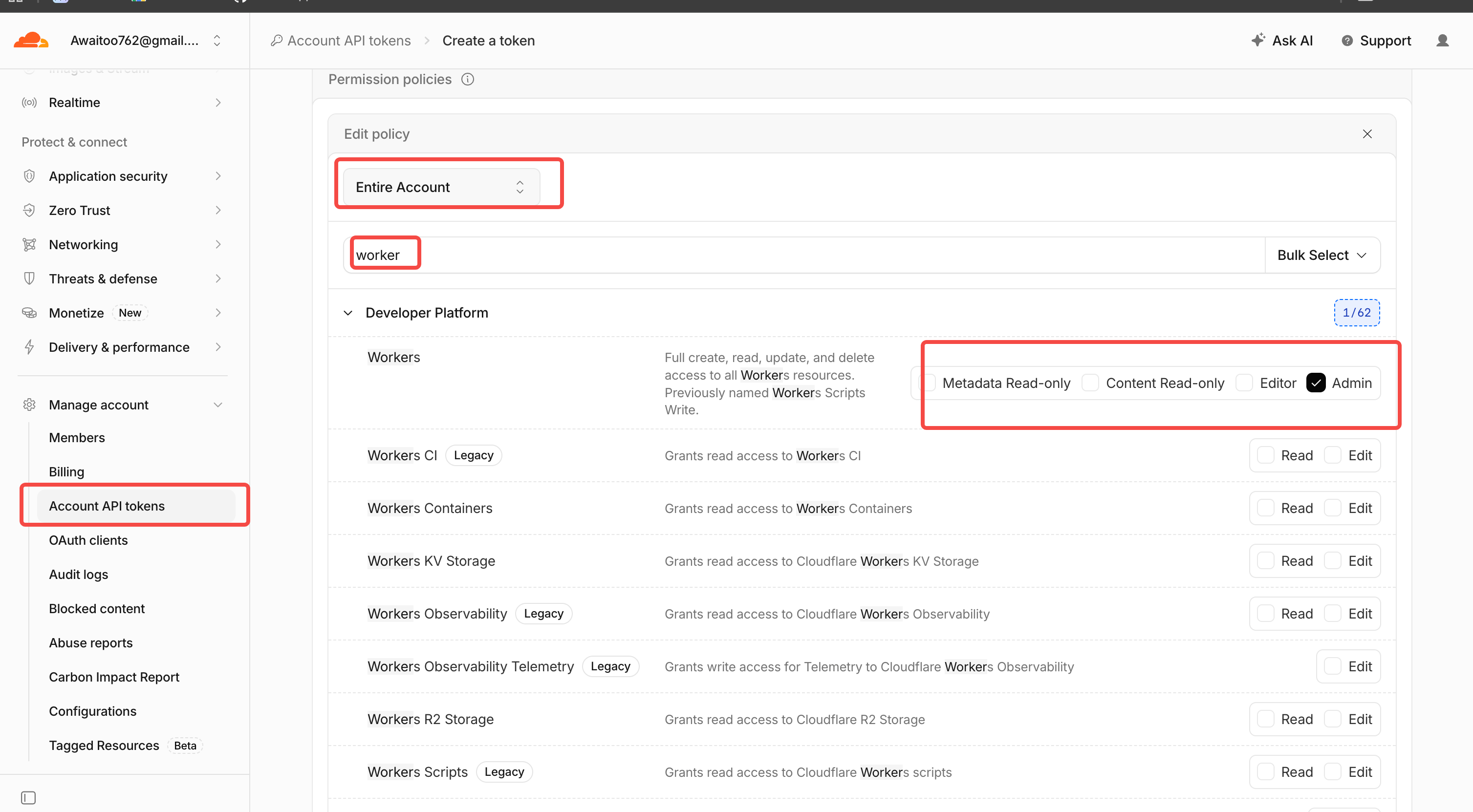 Workers product-level Admin permissions